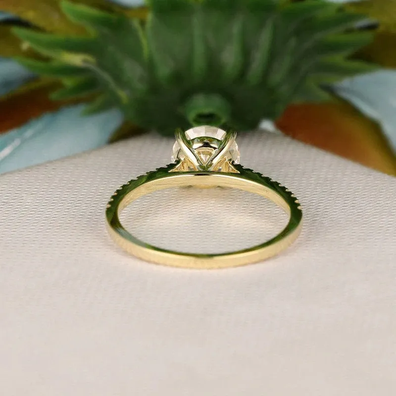 7mm Moissanite engagement ring White gold half eternity band vintage Diamond simple ring Bridal wedding for women Anniversary Gift on Etsy