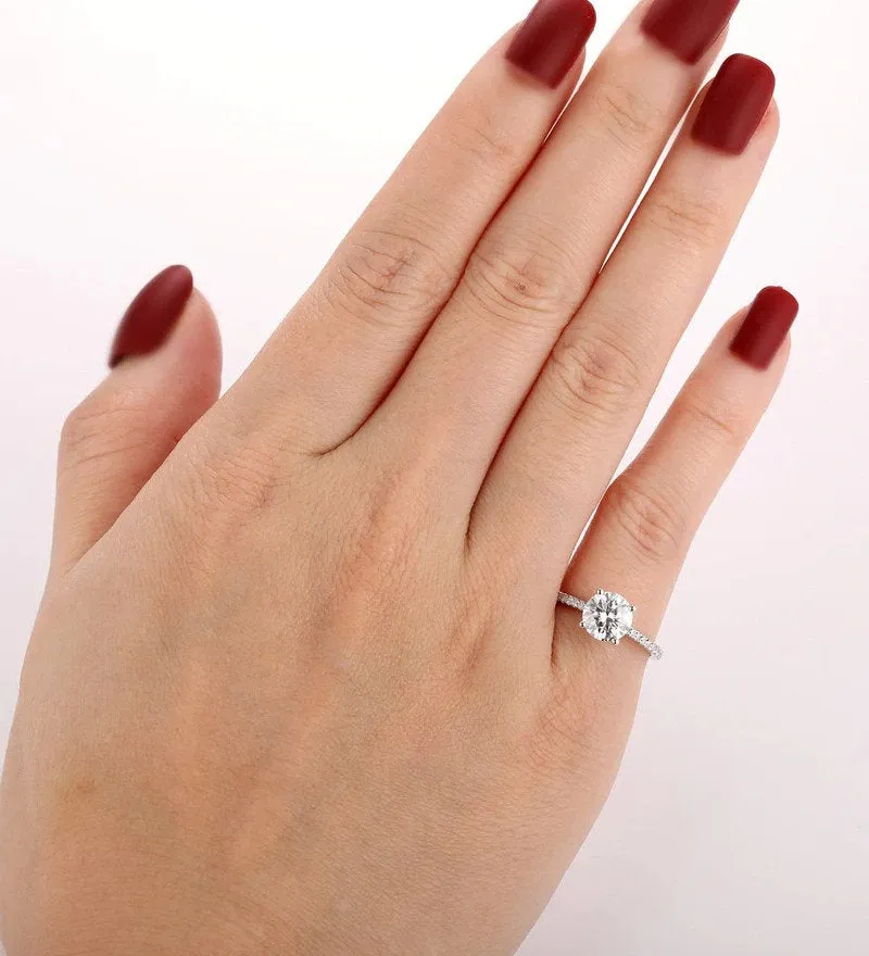 7mm Moissanite engagement ring White gold half eternity band vintage Diamond simple ring Bridal wedding for women Anniversary Gift on Etsy