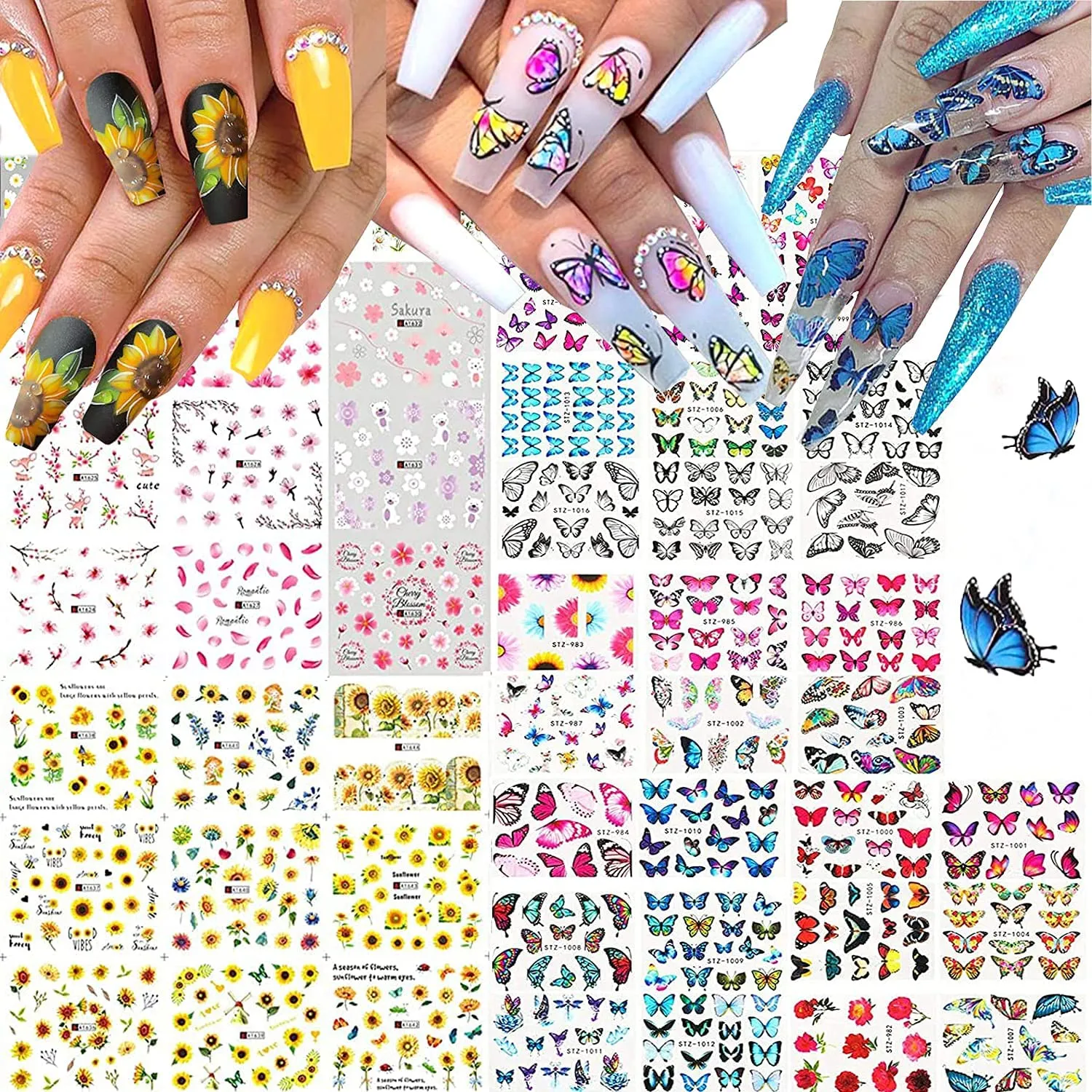 8 Sheets Flame Cloud Moon Cute Pattern Nail Art Stickers for Nail Art Supplies 3D Self-Adhesive Nail Sticker Decals ,Nails Tips DIY Toenails Nail Tattoos for Women Manicure Nail Decorations Luxury French Stickers Para Uñas