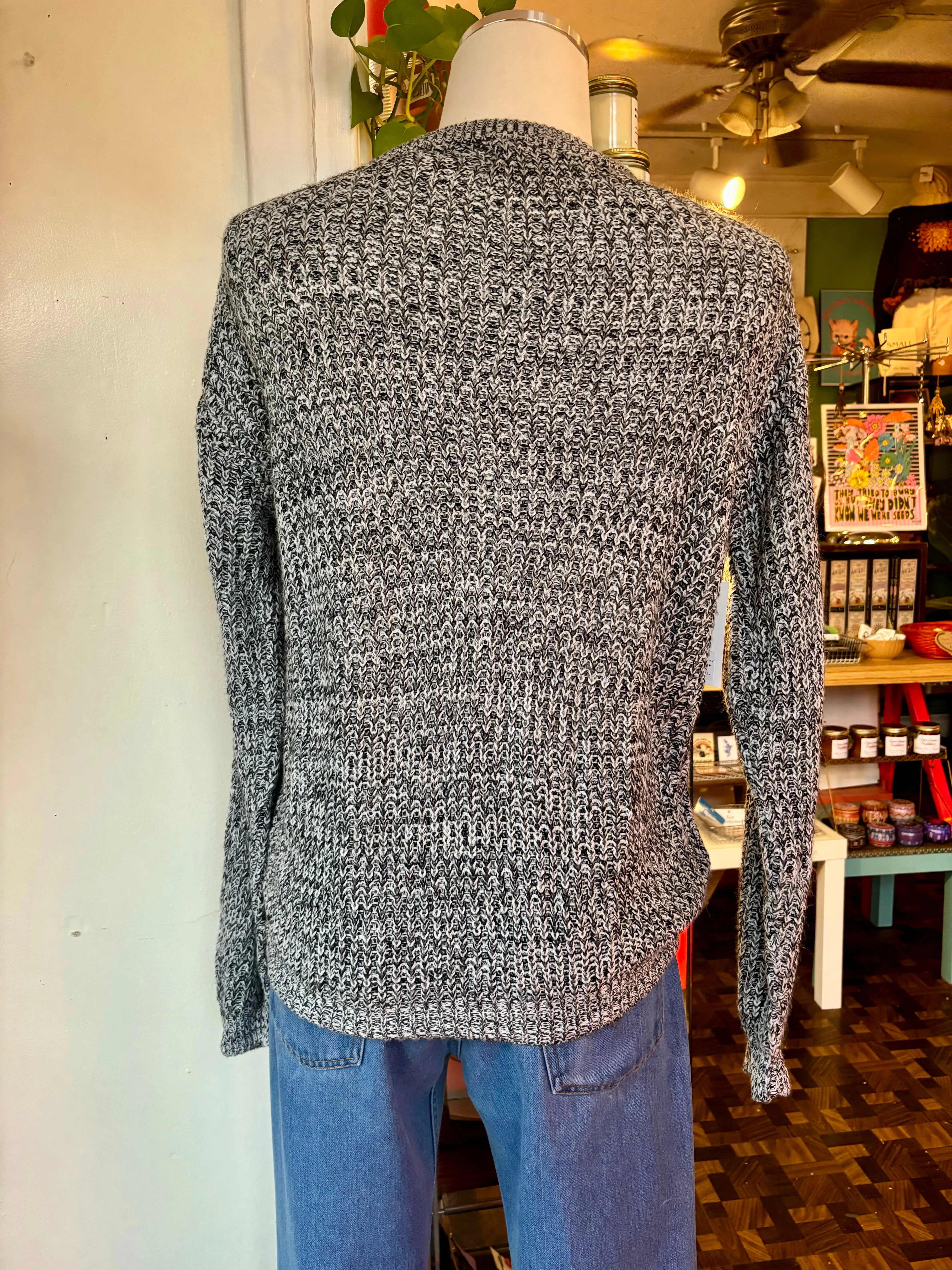 80s/90s Marled Cable knit sweater w/chest pocket
