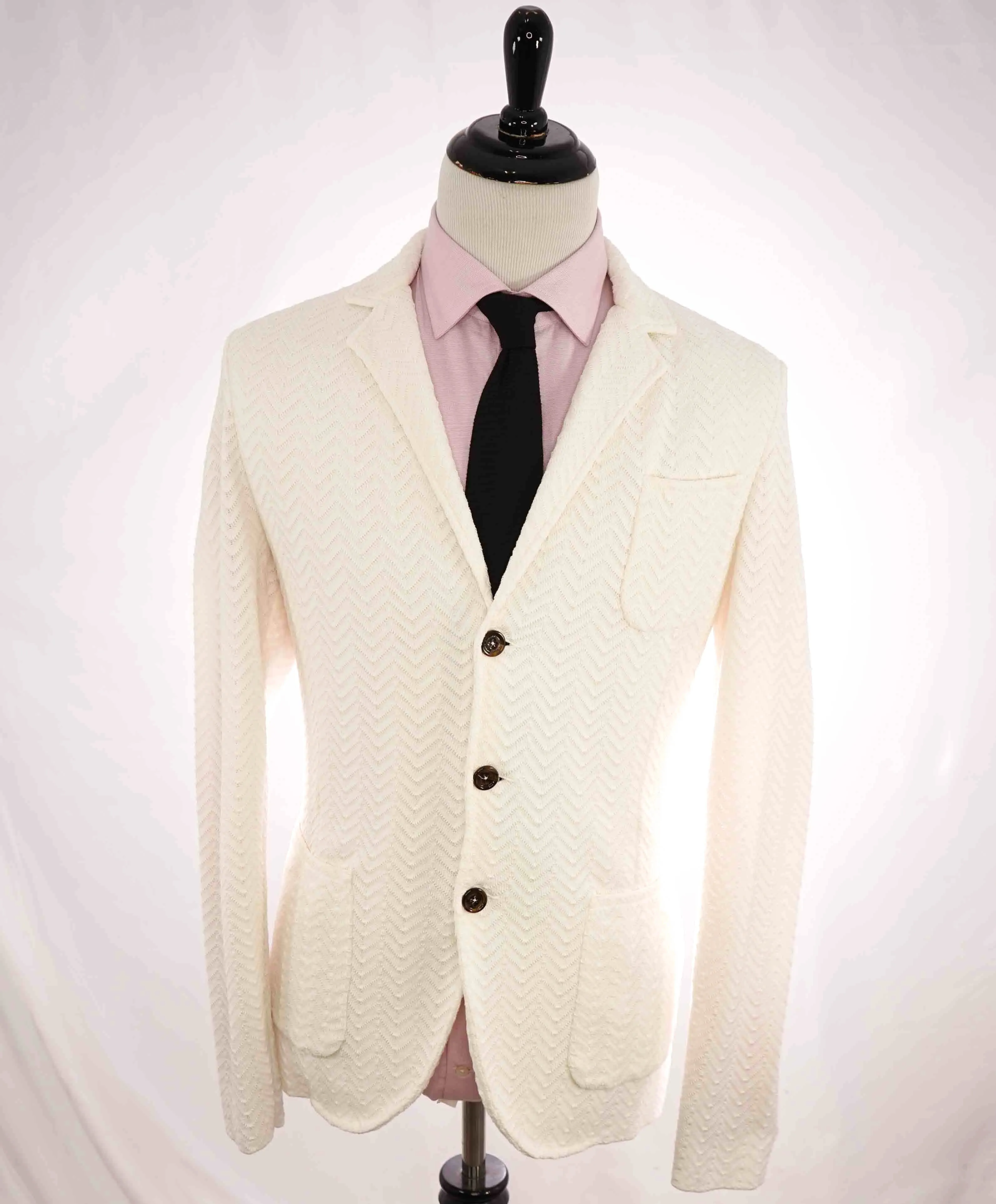 $895 ELEVENTY - COTTON Patch Pocket White Pique Sweater Blazer - 40 (50 EU) M