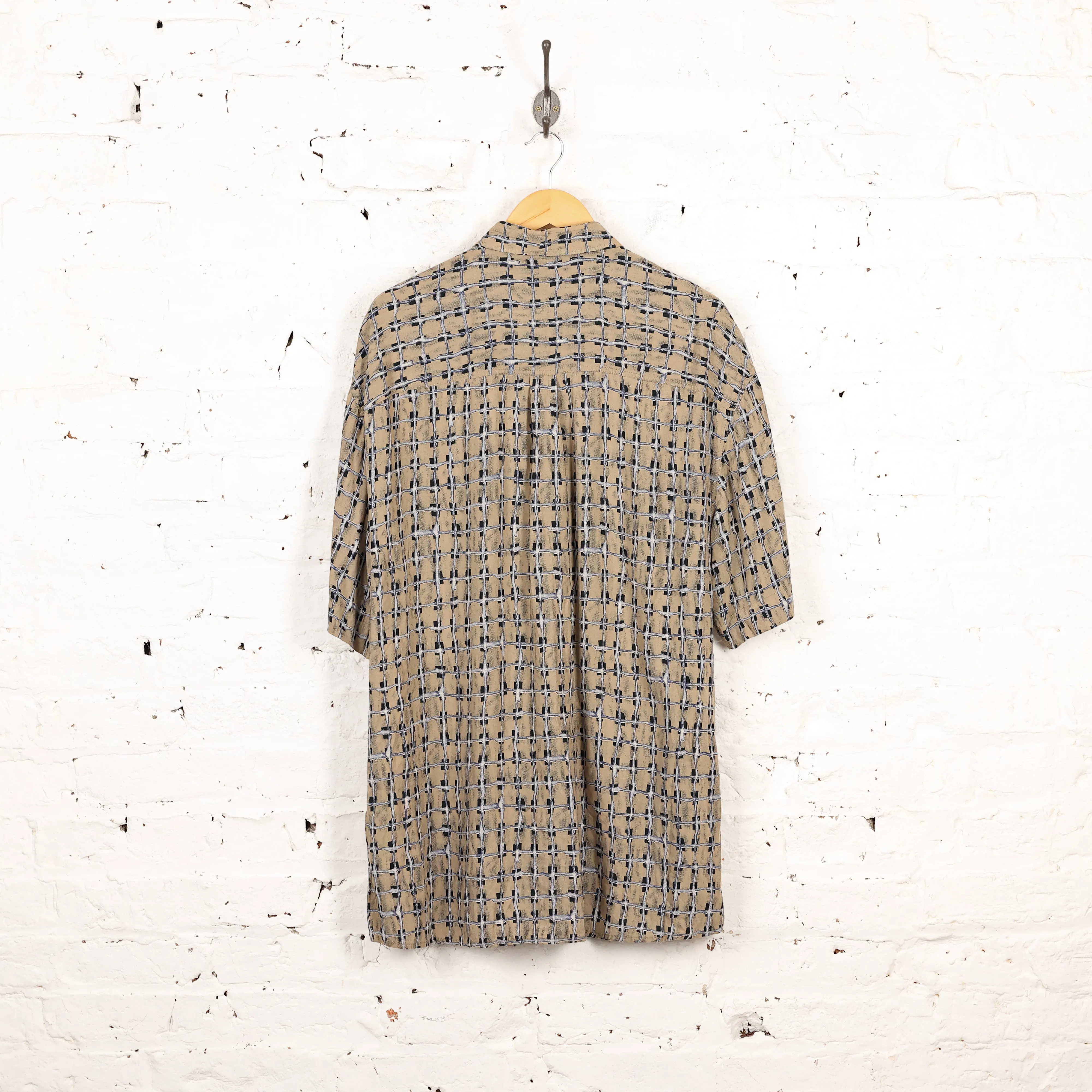 90s Check Patterned Shirt - Brown - XL