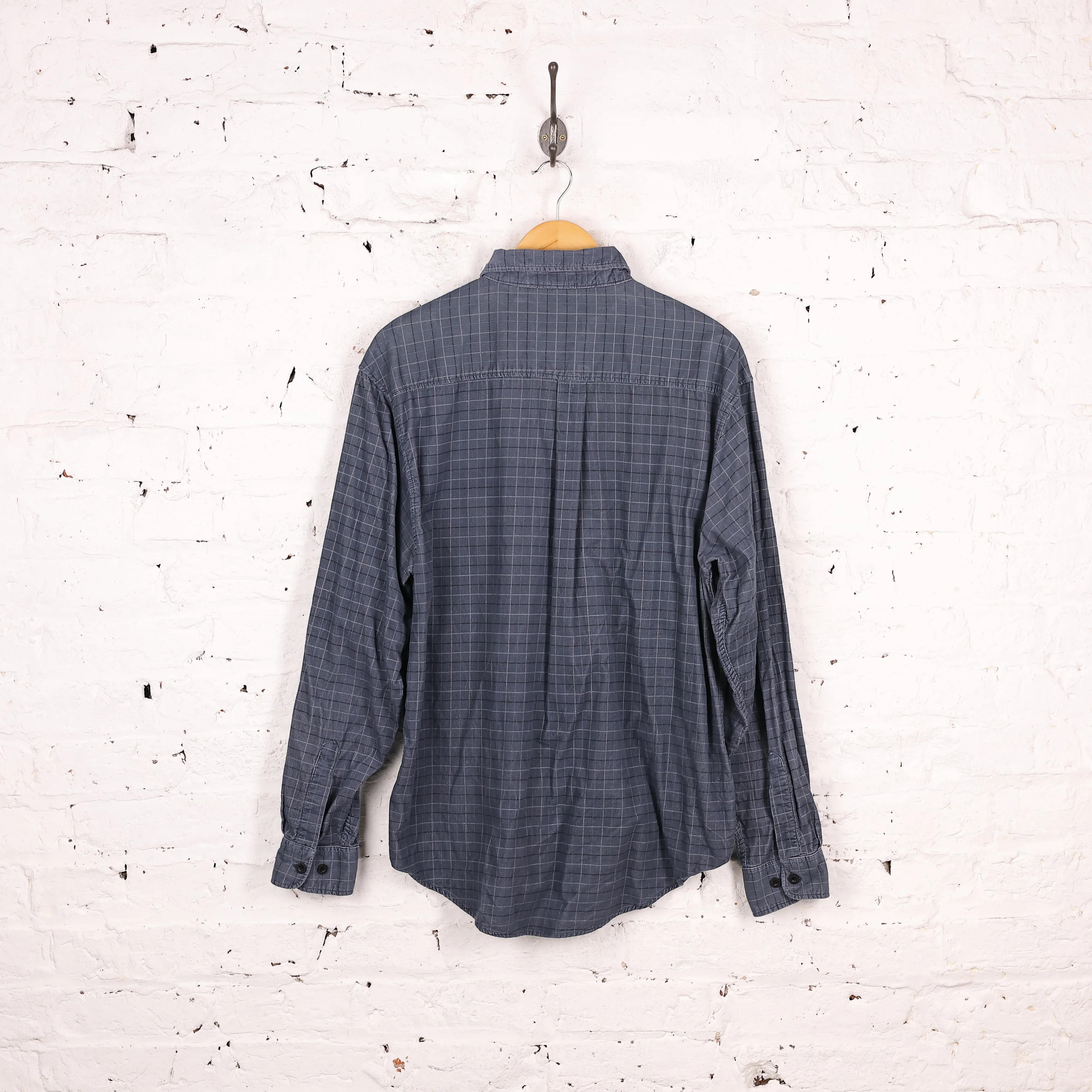 90s Corduroy Check Shirt - Grey - L