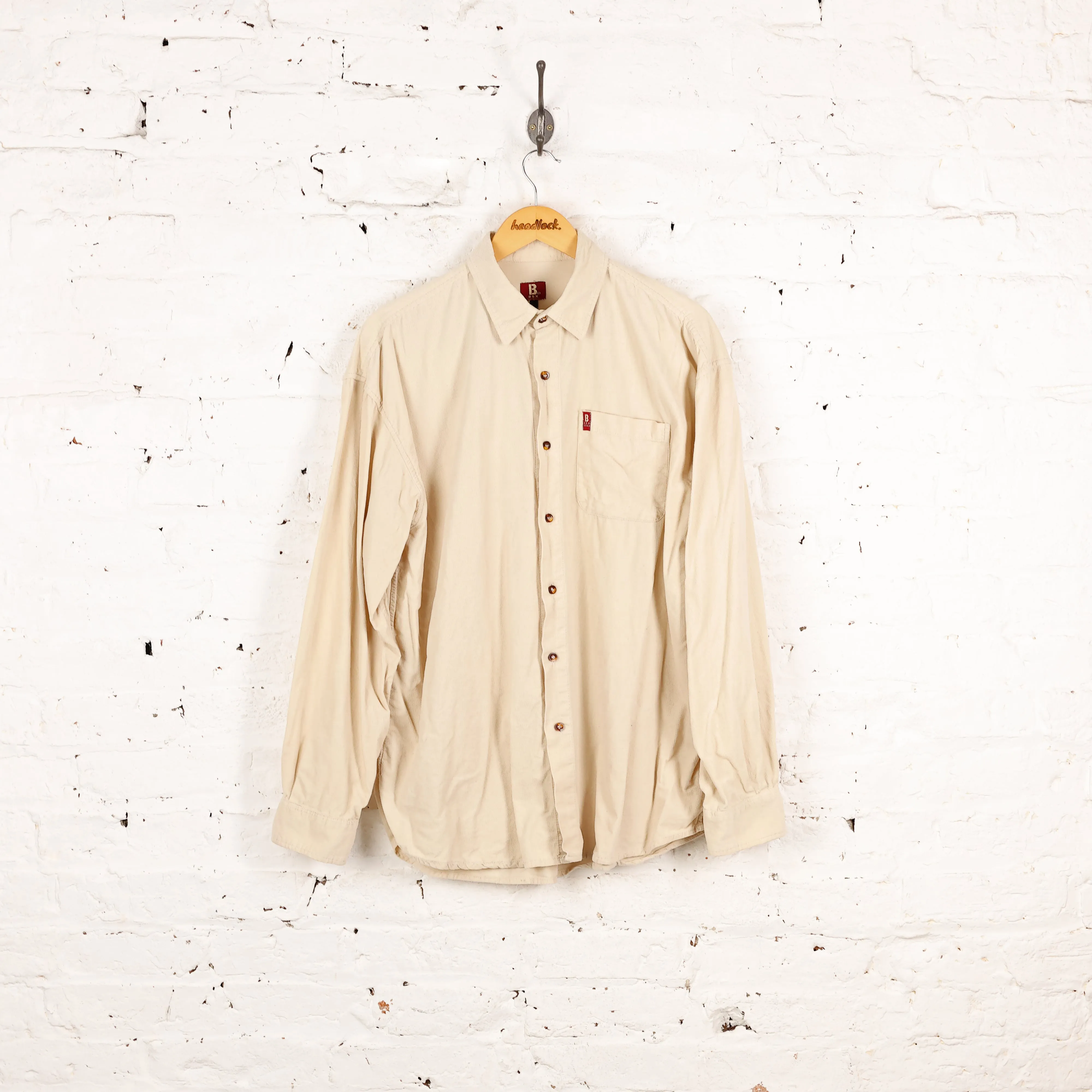 90s Corduroy Shirt - Beige - L