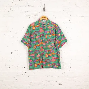 90s Fish Print Shirt - Green - L