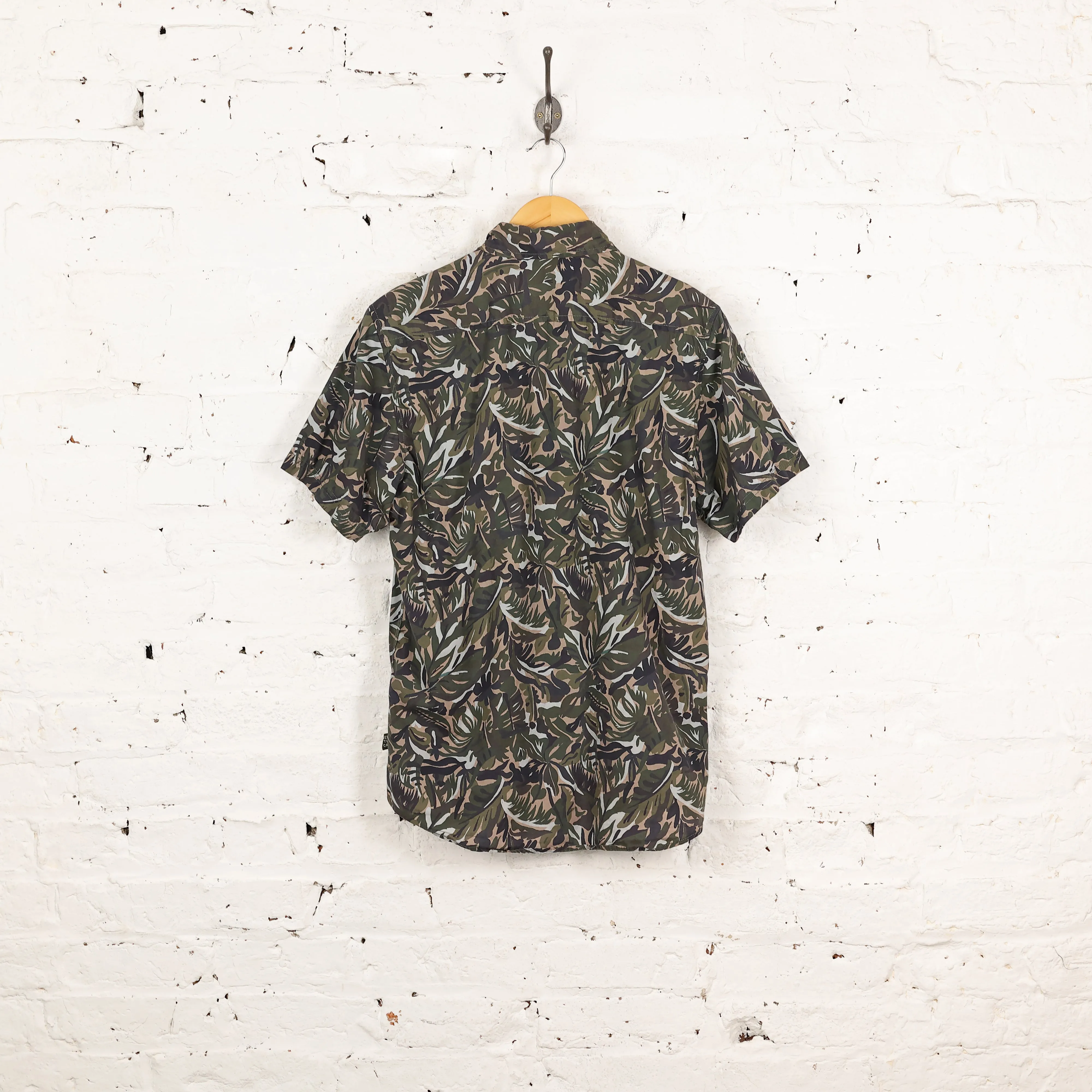 90's Hawaiian Print Pattern Shirt - Green - S