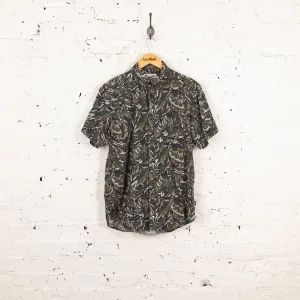 90's Hawaiian Print Pattern Shirt - Green - S