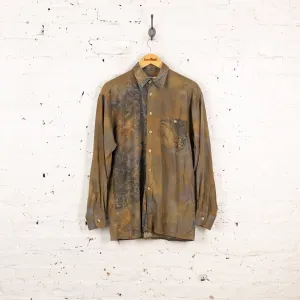 90s Long Sleeve Pattern Shirt - Gold - M