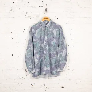 90s Long Sleeve Pattern Shirt - Green - L