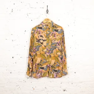 90s Long Sleeve Pattern Shirt - Orange - L