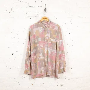 90s Long Sleeve Pattern Shirt - Pink - XL
