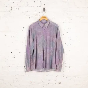 90s Long Sleeve Pattern Shirt - Purple - L