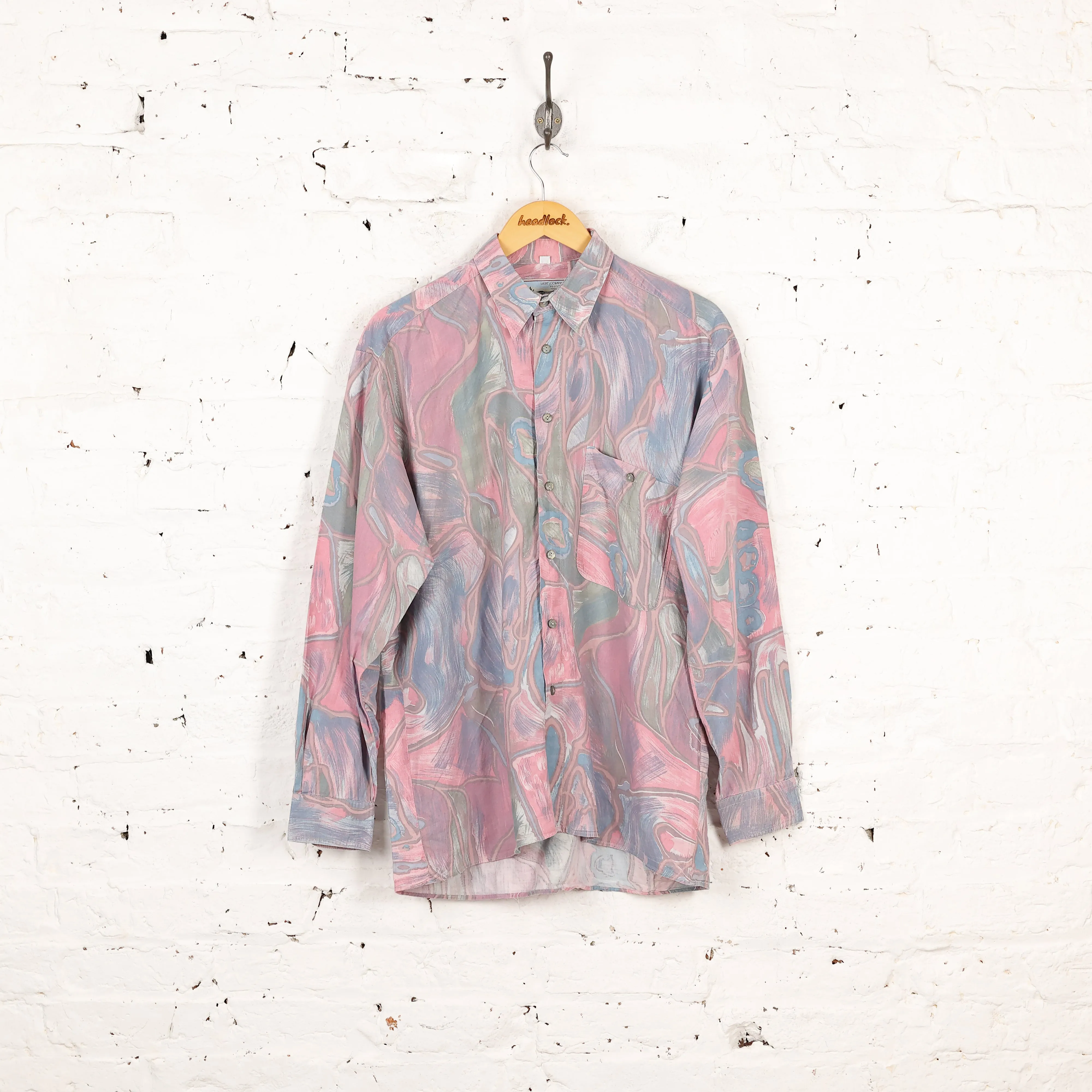 90s Long Sleeve Pattern Shirt - Purple - M