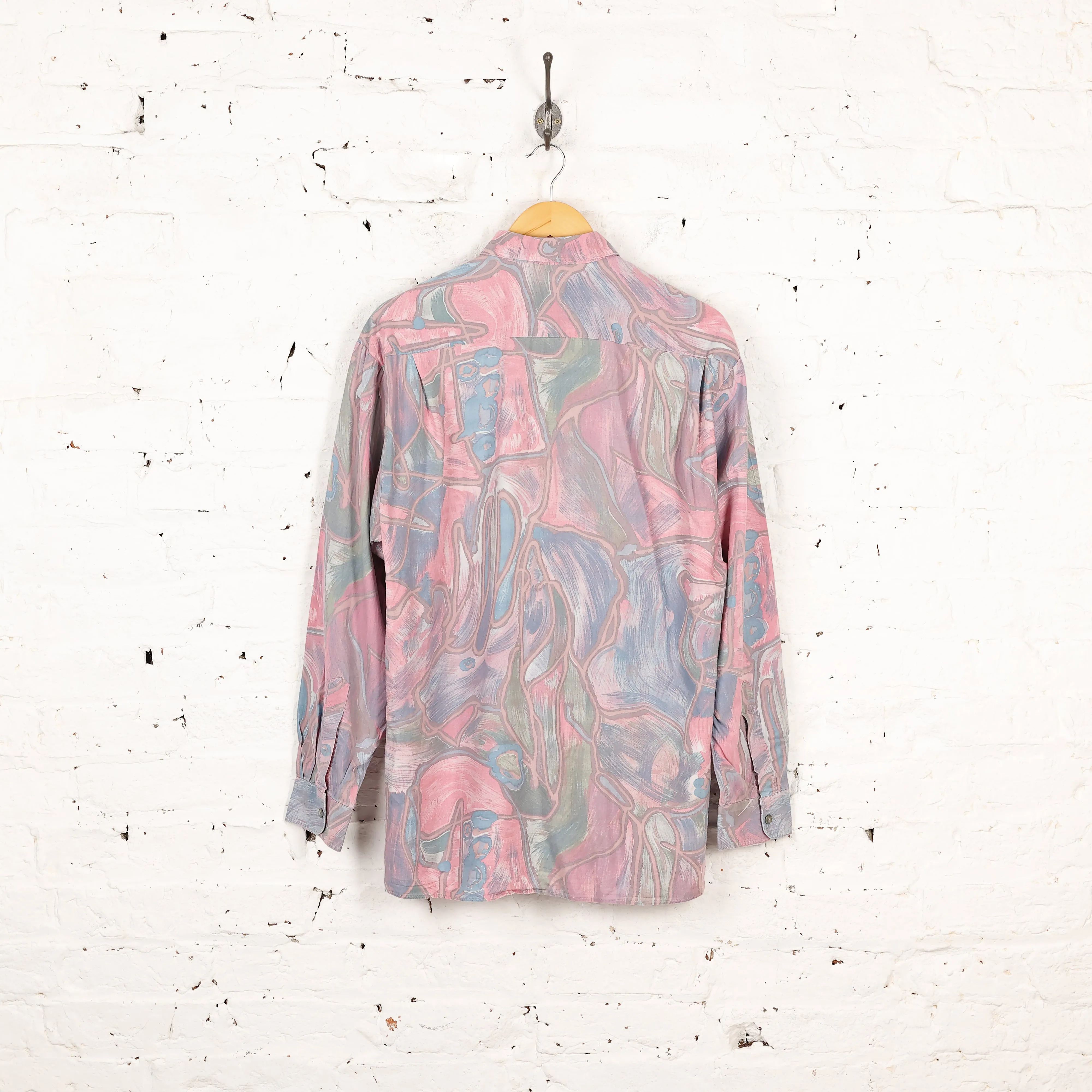 90s Long Sleeve Pattern Shirt - Purple - M