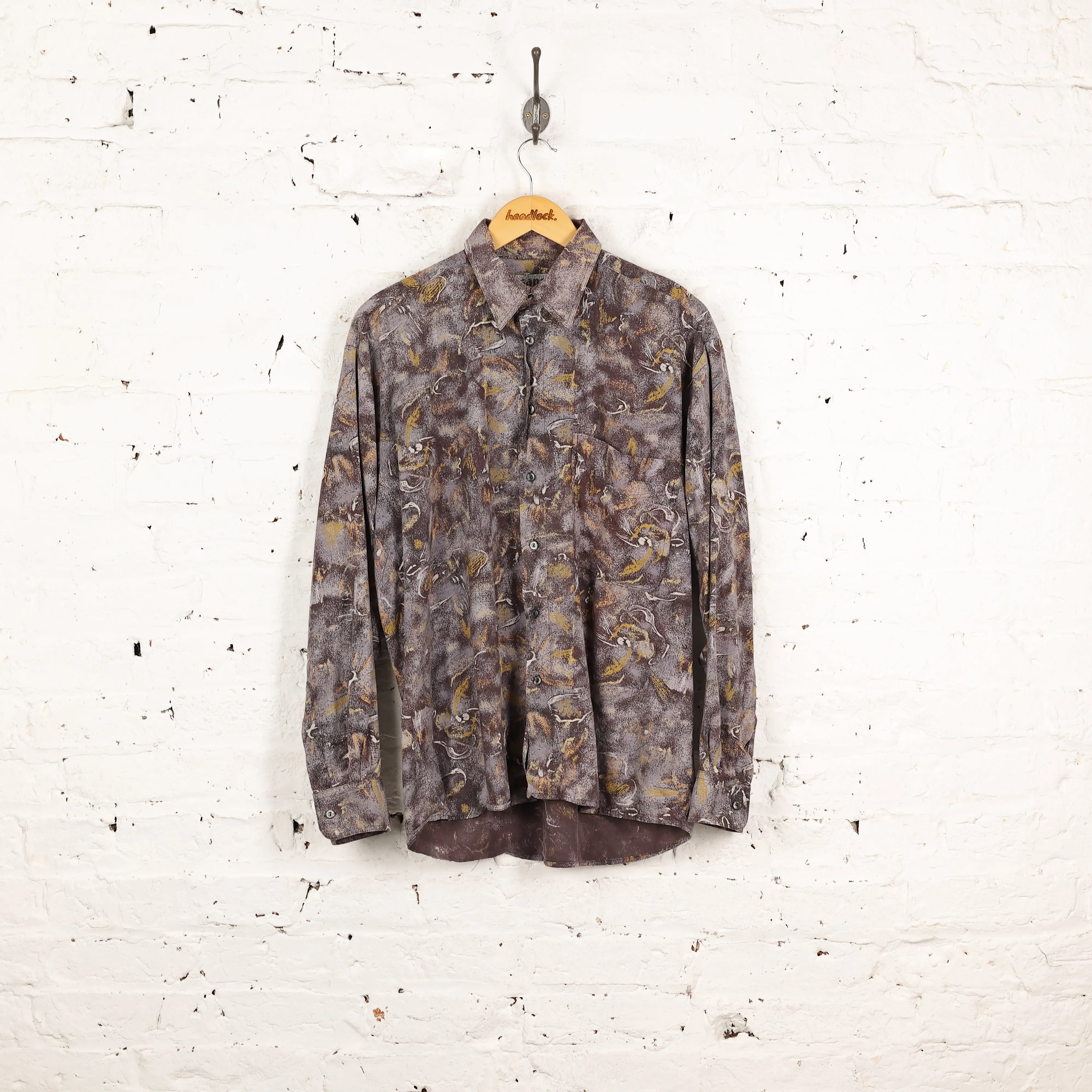 90s Long Sleeve Pattern Shirt - Purple - S