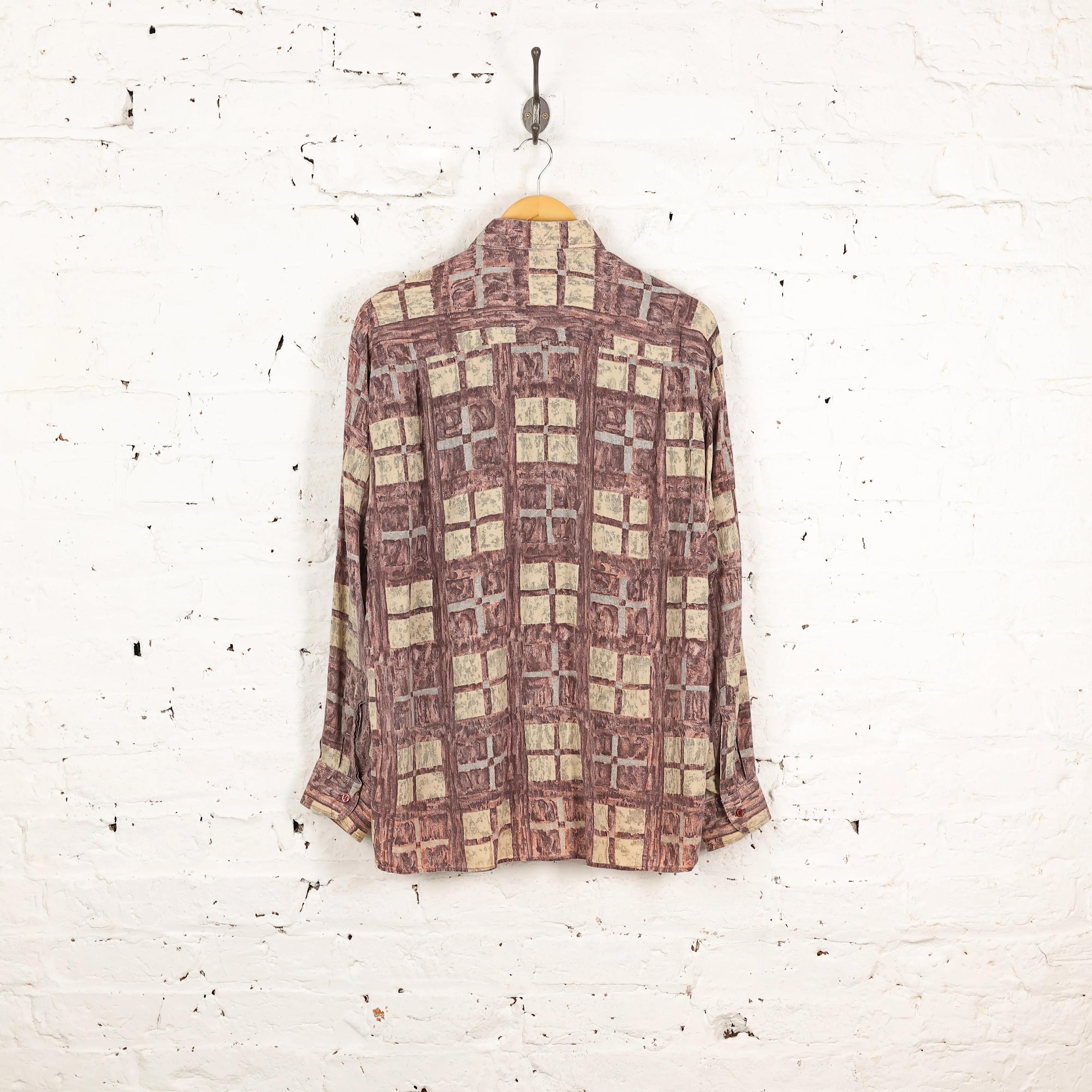 90s Long Sleeve Pattern Shirt - Purple - S