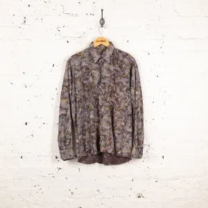 90s Long Sleeve Pattern Shirt - Purple - S