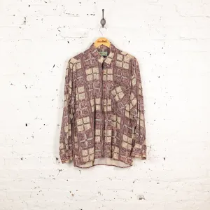 90s Long Sleeve Pattern Shirt - Purple - S