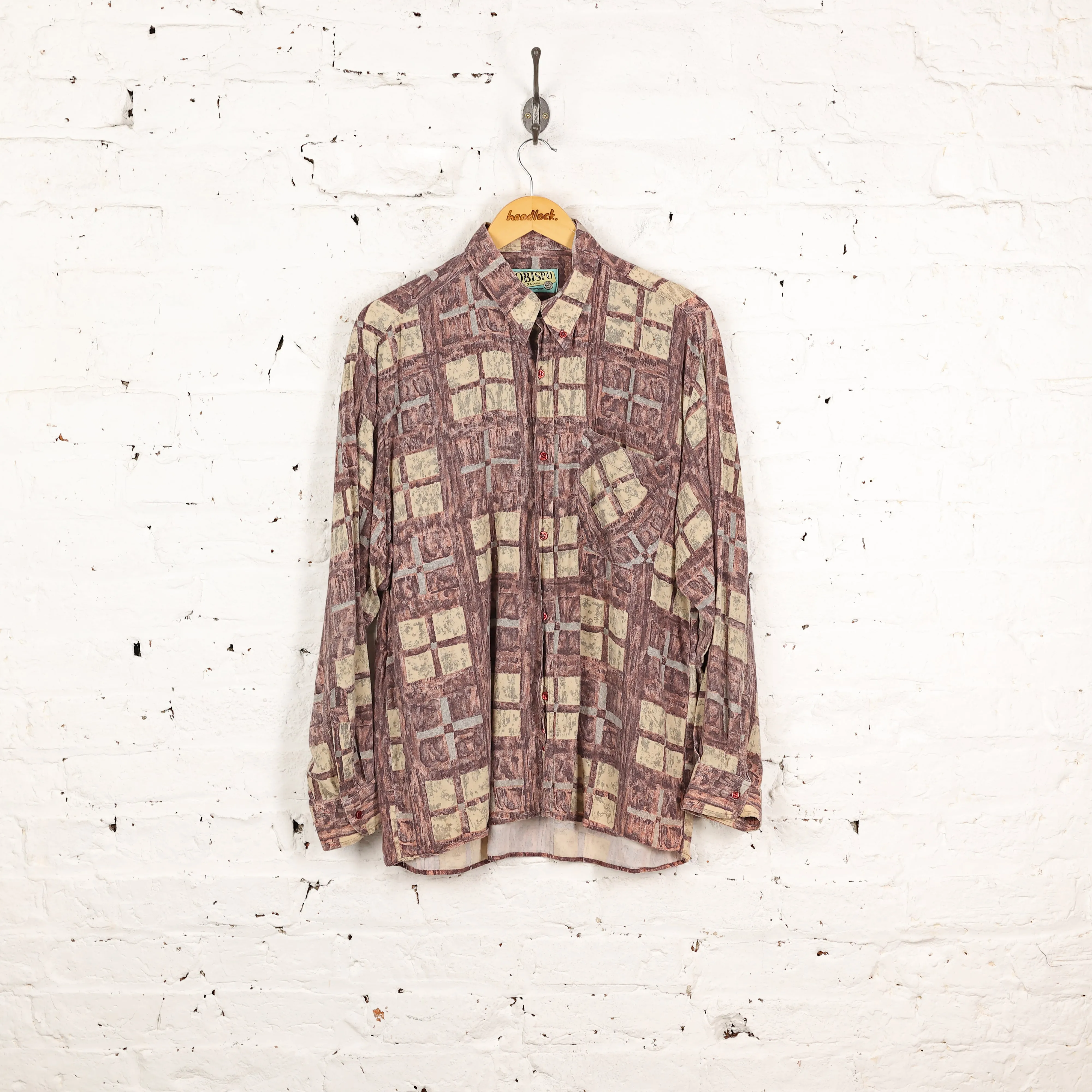 90s Long Sleeve Pattern Shirt - Purple - S