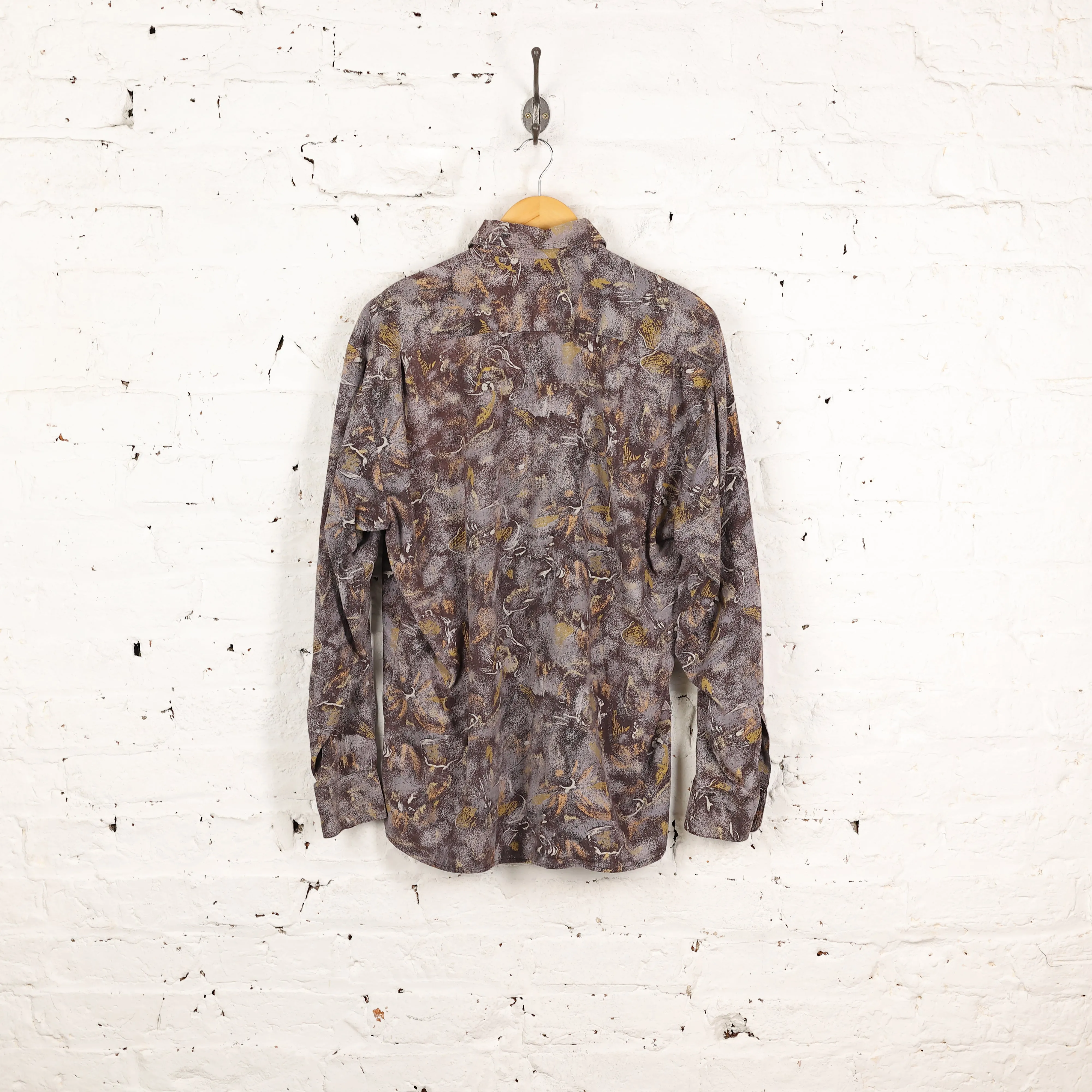 90s Long Sleeve Pattern Shirt - Purple - S