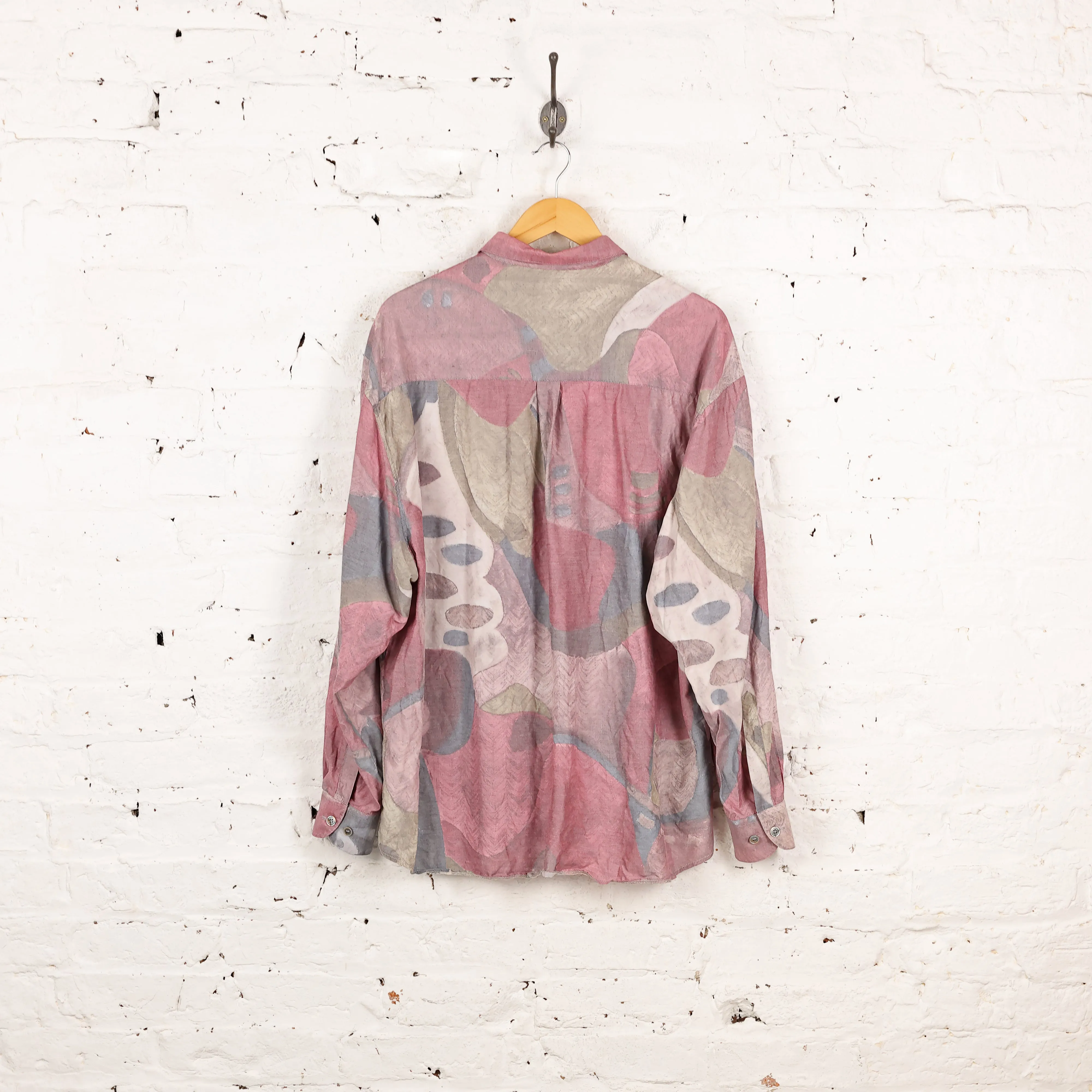 90s Long Sleeve Pattern Shirt - Purple - XL