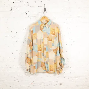 90s Long Sleeve Pattern Shirt - Yellow - XXL