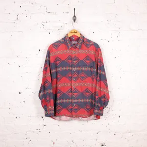 90s Pattern Flannel Shirt - Red - L