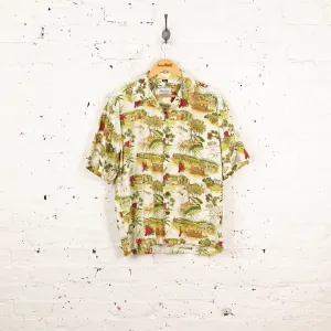 90's Pattern Hawaiian Shirt - Green - L