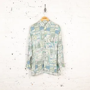 90s Pattern Long Sleeve Shirt - Green - L