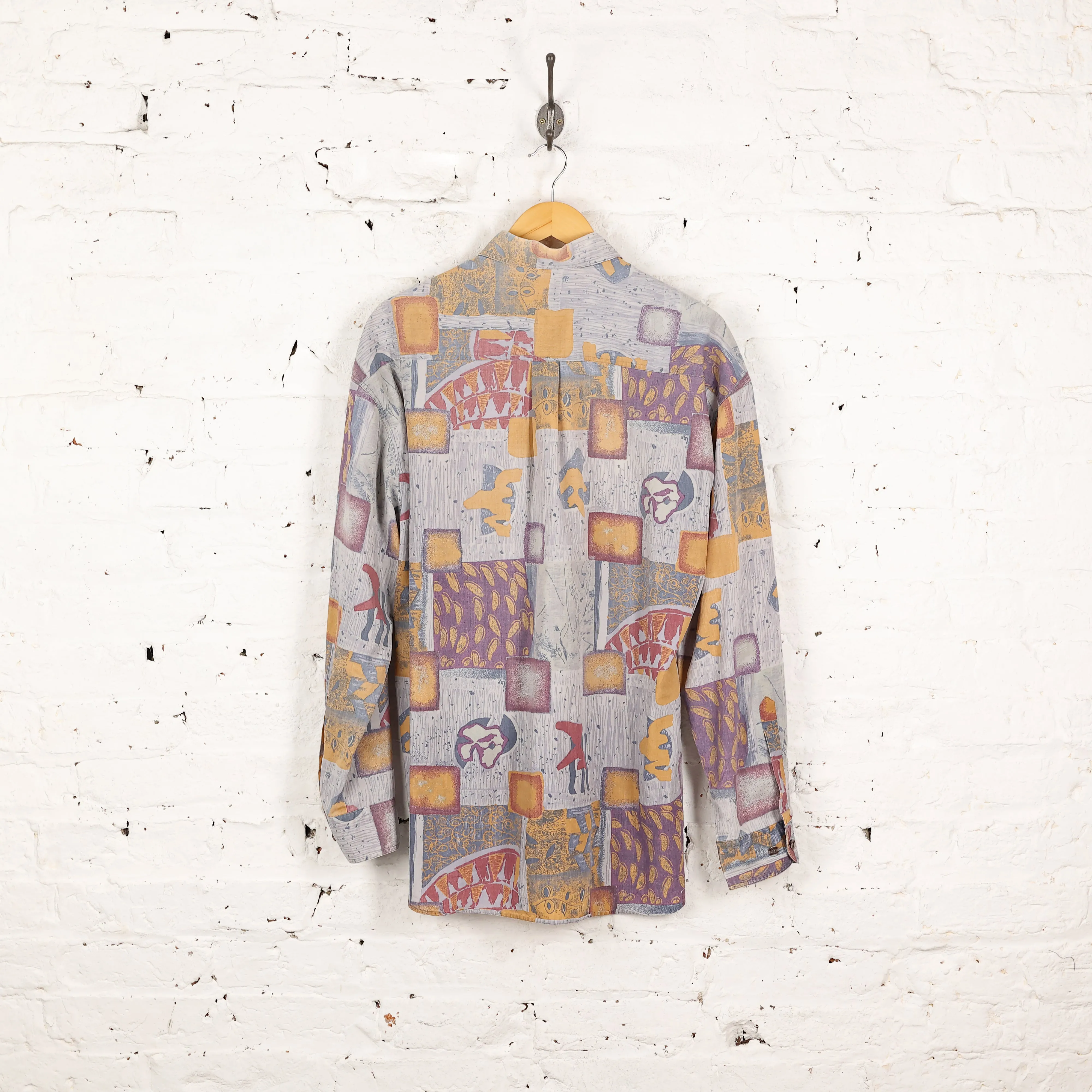 90s Pattern Long Sleeve Shirt - Purple - M