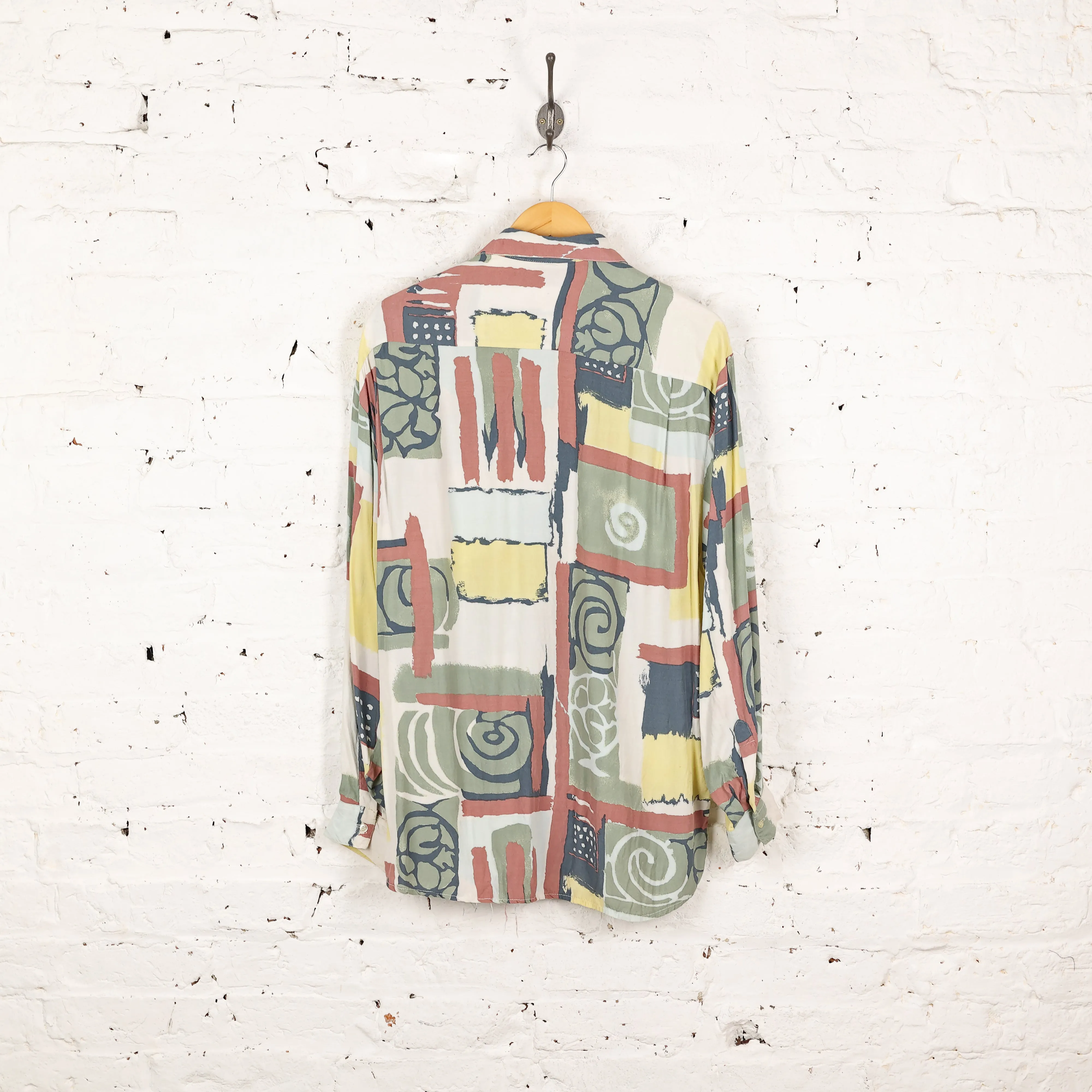 90s Pattern Long Sleeve Shirt - White - XL