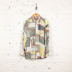90s Pattern Long Sleeve Shirt - White - XL