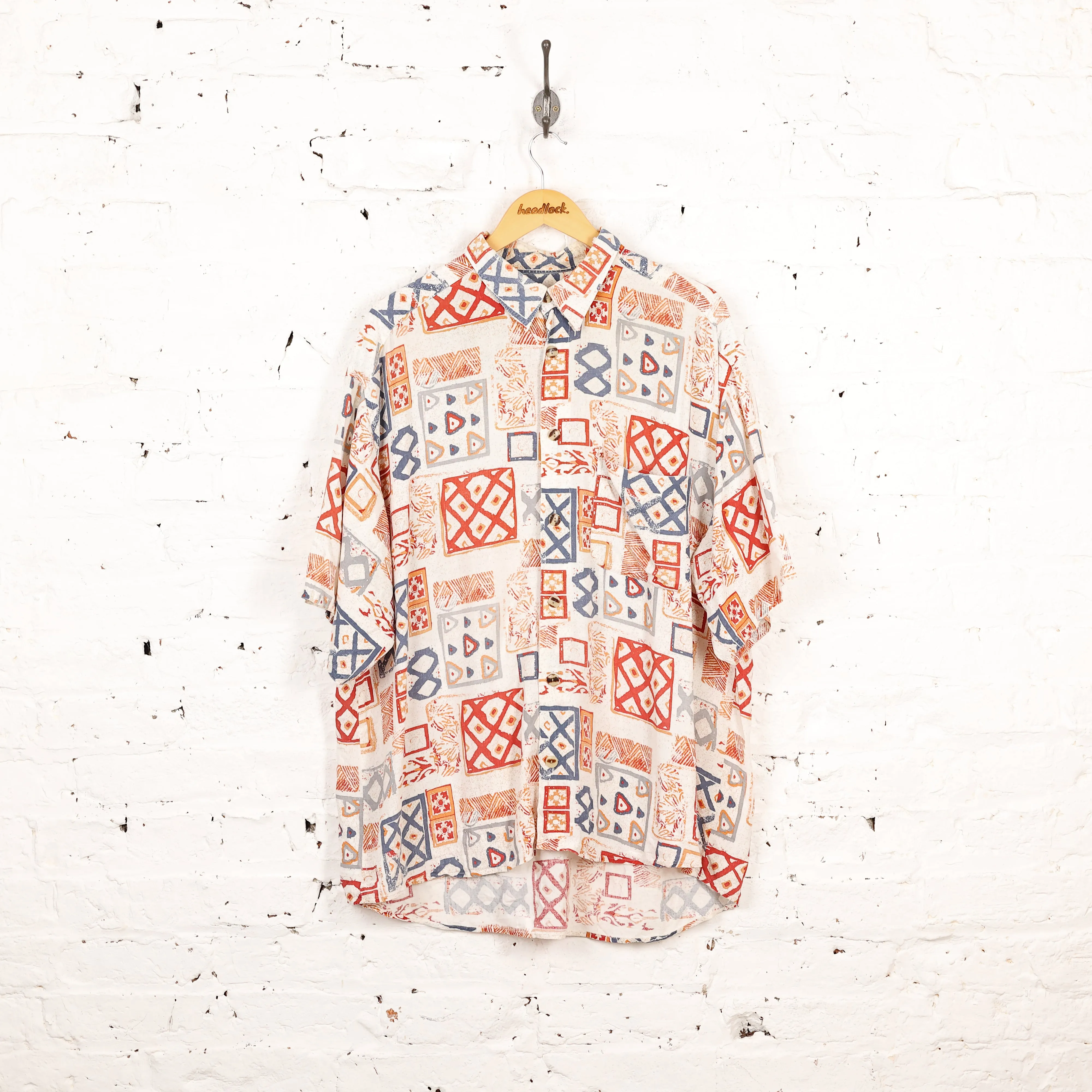 90s Pattern Party Shirt - White - XL