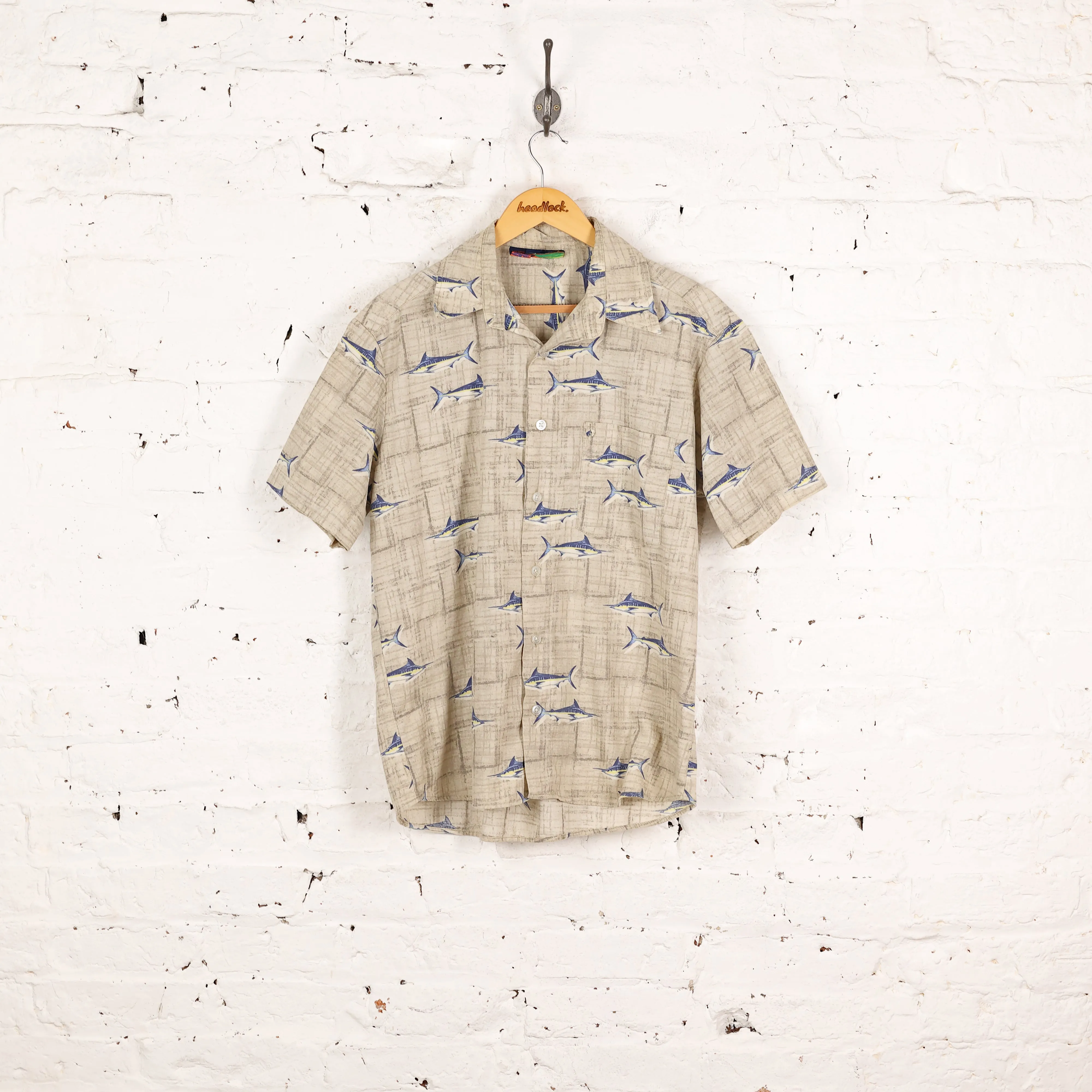 90's Pattern Short Sleeve Shirt - Grey - M