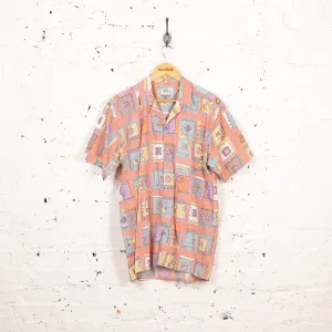 90s Pattern Short Sleeve Shirt - Orange - L