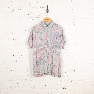 90s Pattern Short Sleeve Shirt - Pink - L