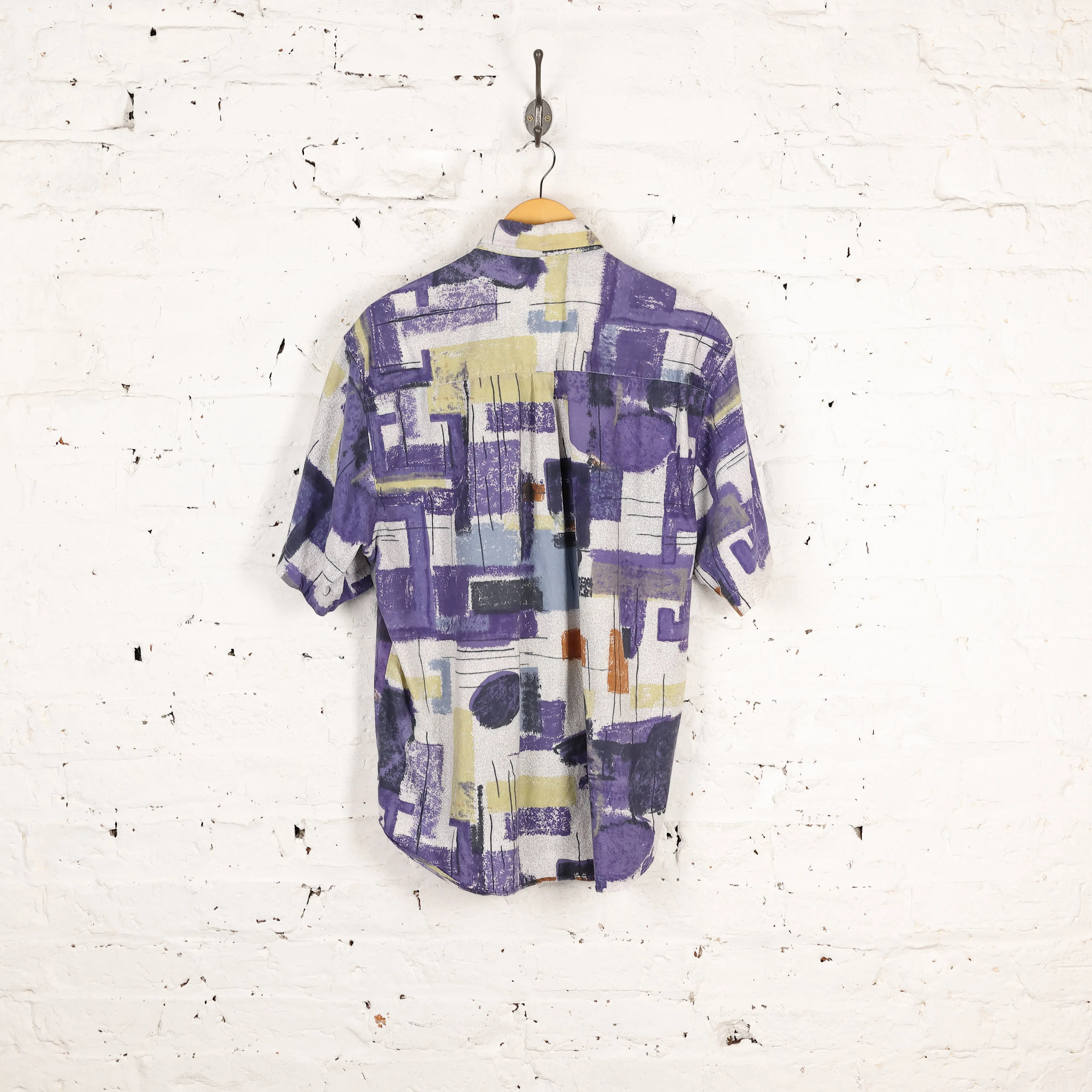 90s Short Sleeve Pattern Shirt -Purple - L