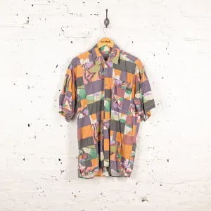 90s Squares Pattern Shirt - Purple - XL