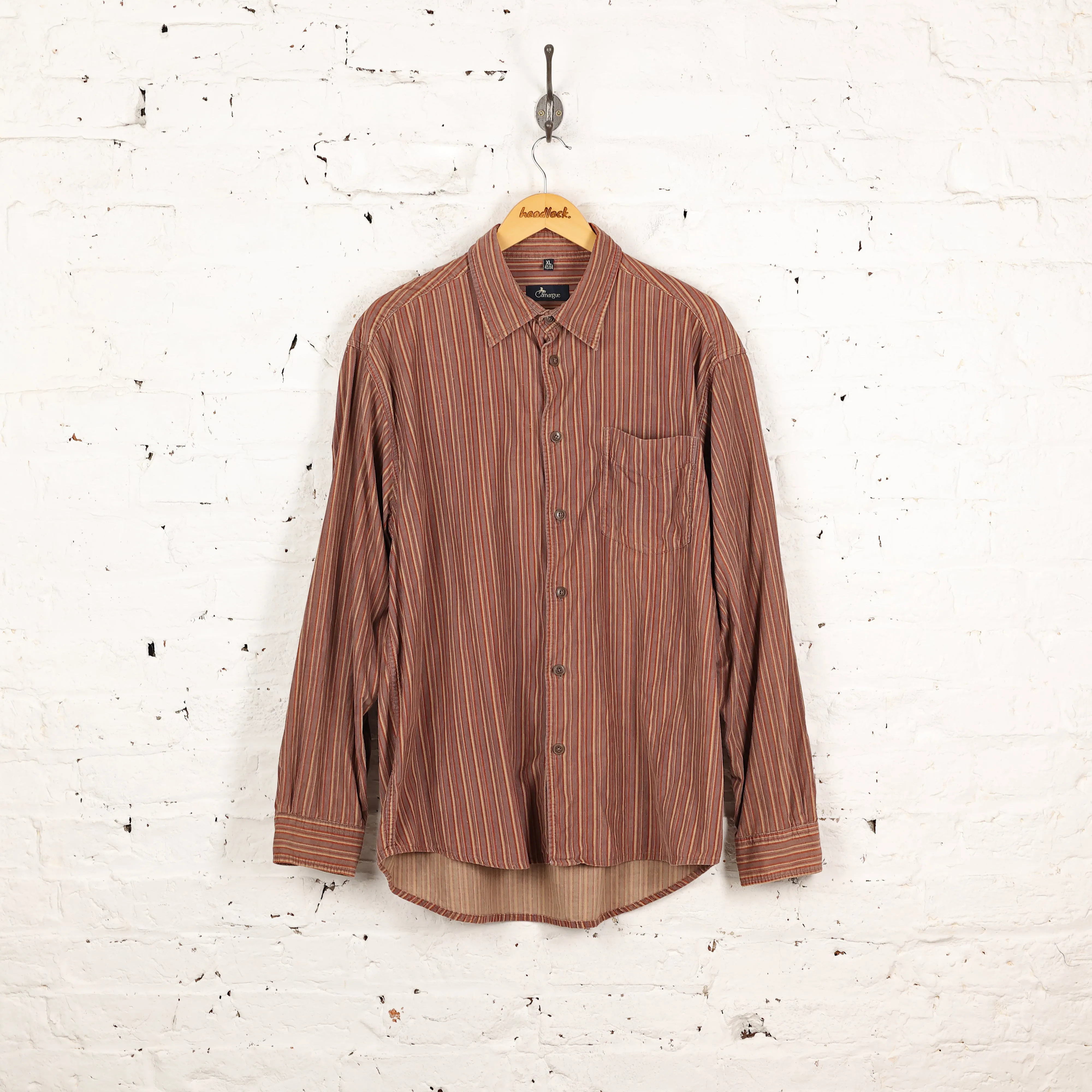90s Striped Corduroy Shirt - Beige - XL