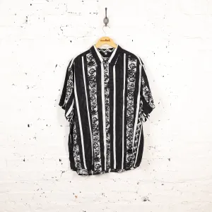 90s Striped Pattern Shirt - Black - XL