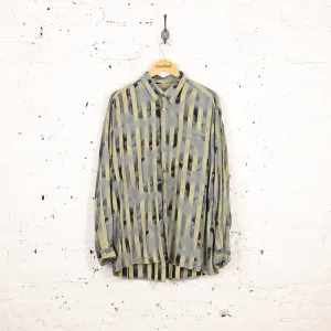 90s Striped Patterned Shirt - Yellow/Grey - XL