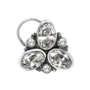 925 Sterling Silver White Topaz Gemstone Studs Nose Pin For Women