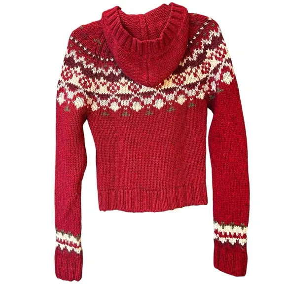 Abercrombie &amp; Fitch East Coast Vintage Hooded Fair Isle Lambswool Sweater Large