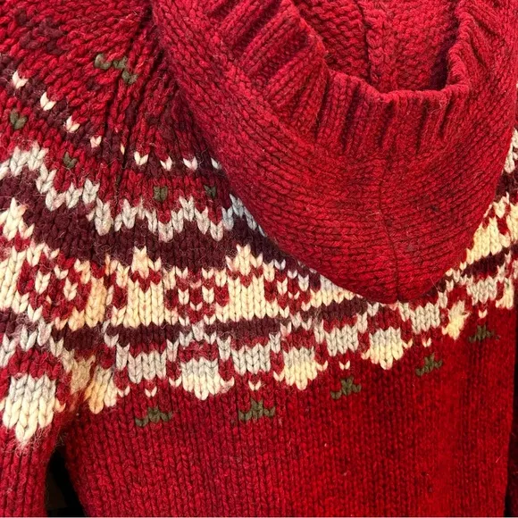 Abercrombie &amp; Fitch East Coast Vintage Hooded Fair Isle Lambswool Sweater Large