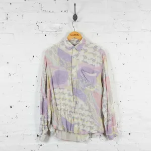 Abstract Patterned Party Shirt - Pink/Yellow - L
