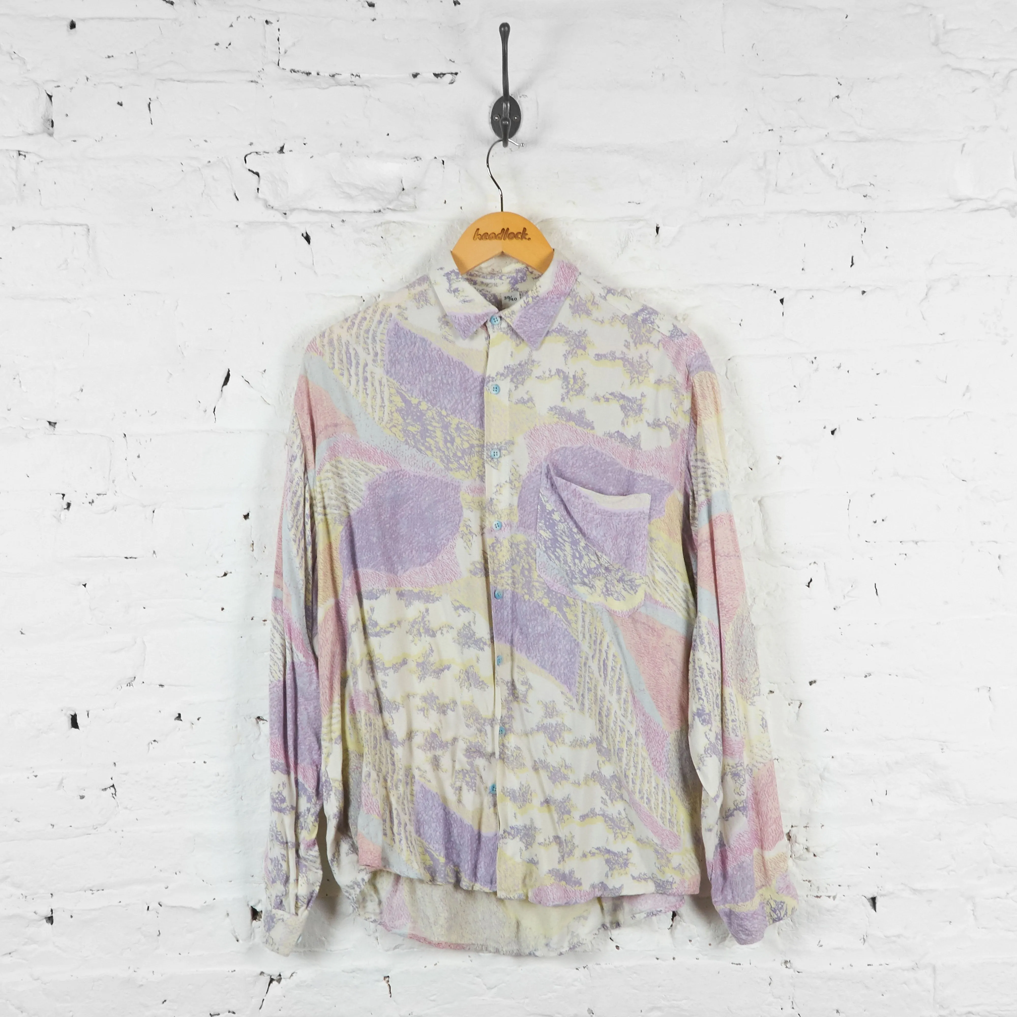 Abstract Patterned Party Shirt - Pink/Yellow - L