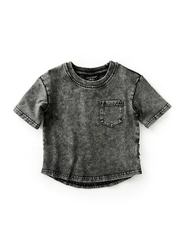 ACID WASH TEE - CHARCOAL