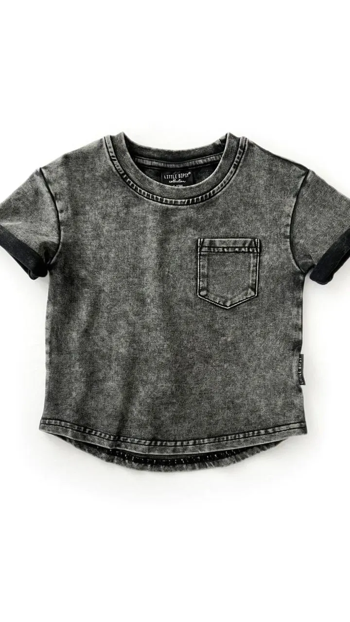 ACID WASH TEE - CHARCOAL