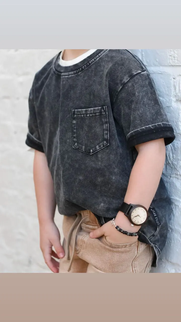 ACID WASH TEE - CHARCOAL