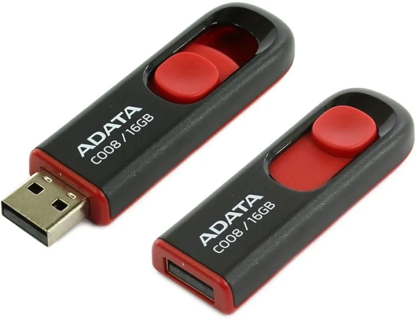 ADATA C008 16GB Retractable USB 2.0 Flash Drive - Black